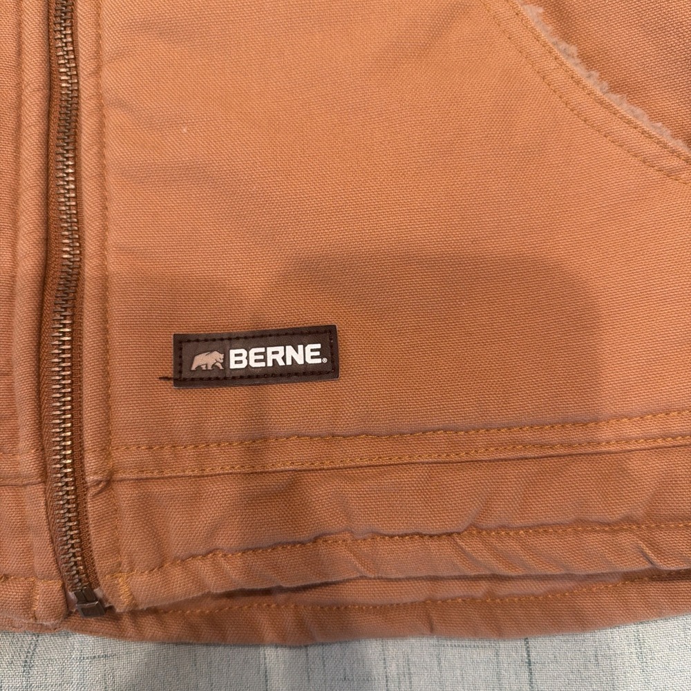 Berne Workwear Canvas Vest Brown Sherpa Lined Work Vest Size M 00053 - Picture 2 of 10